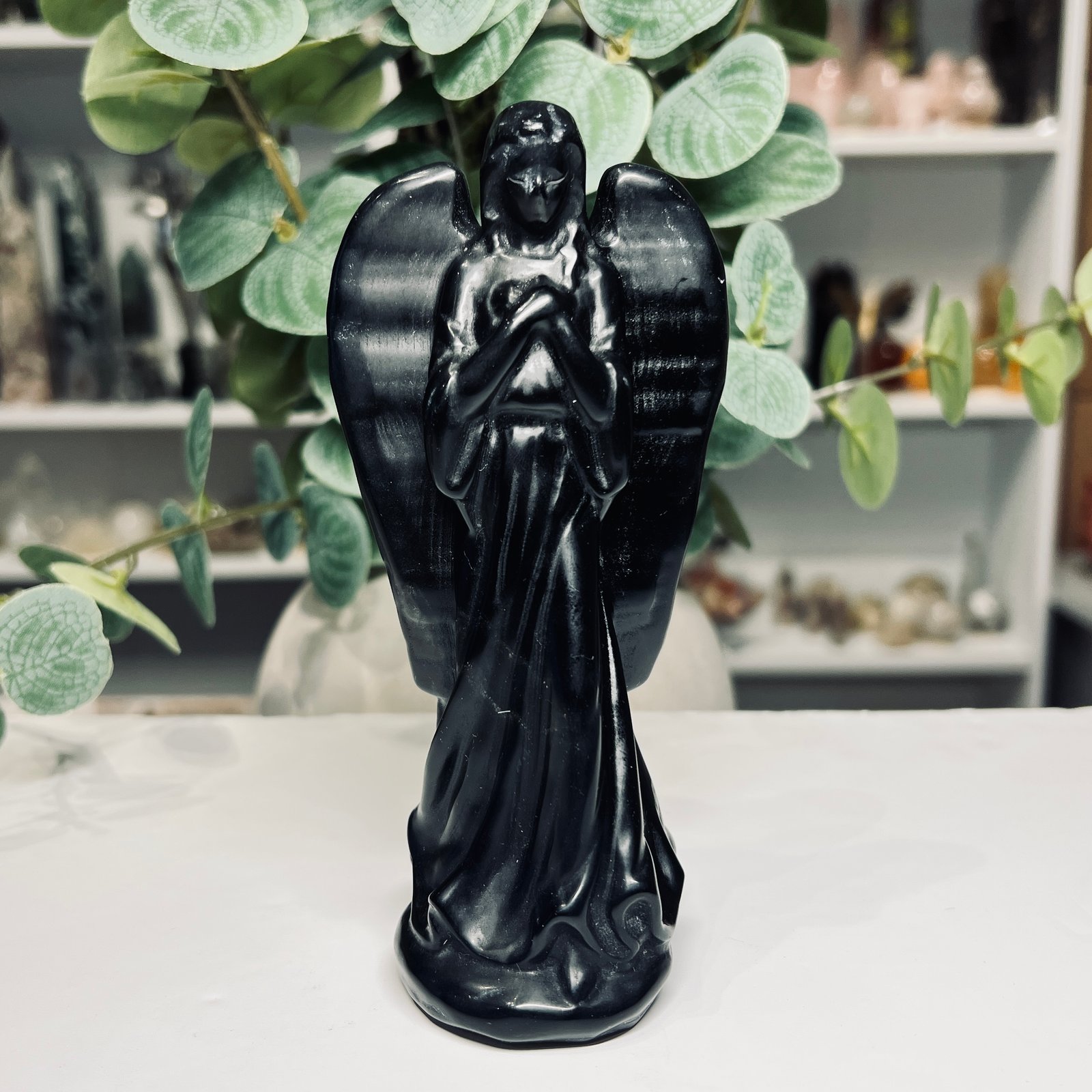 Black Obsidian crystal angel figurine 14cm, piece B Black Obsidian crystal angel figurine 14cm, piece B