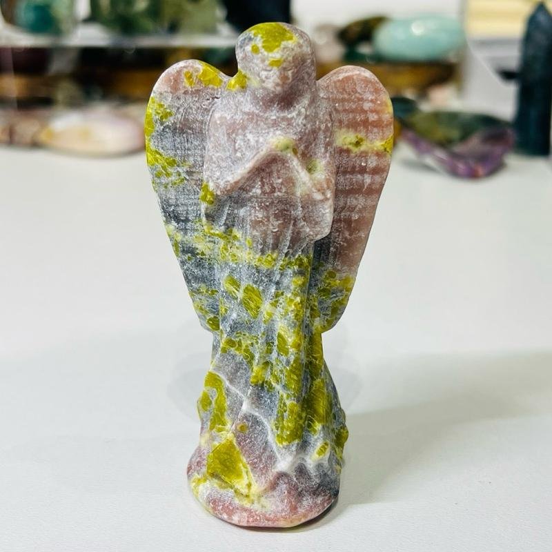 Rhyolite crystal angel figurine 10cm