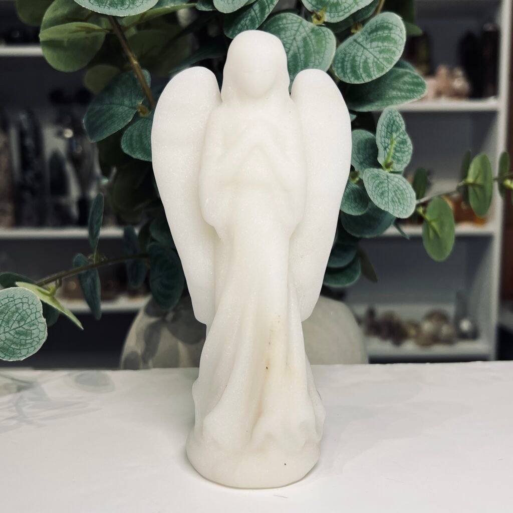 White Calcite crystal angel figurine 14cm