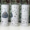 Cailleach goddess tumbler 20oz skinny with straw, front, side and back views, Mystic Grove