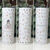 Chang'e goddess tumbler 20oz skinny with straw, front, side and back views, Mystic Grove