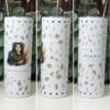 Diana goddess tumbler 20oz skinny with straw, front, side and back views, Mystic Grove