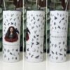 Morrigan goddess tumbler 20oz skinny with straw, front, side and back views, Mystic Grove