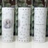 Selene goddess tumbler 20oz skinny with straw, front, side and back views, Mystic Grove
