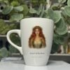Brigid goddess mug 13oz, picture side with her portrait and title, Mystic Grove