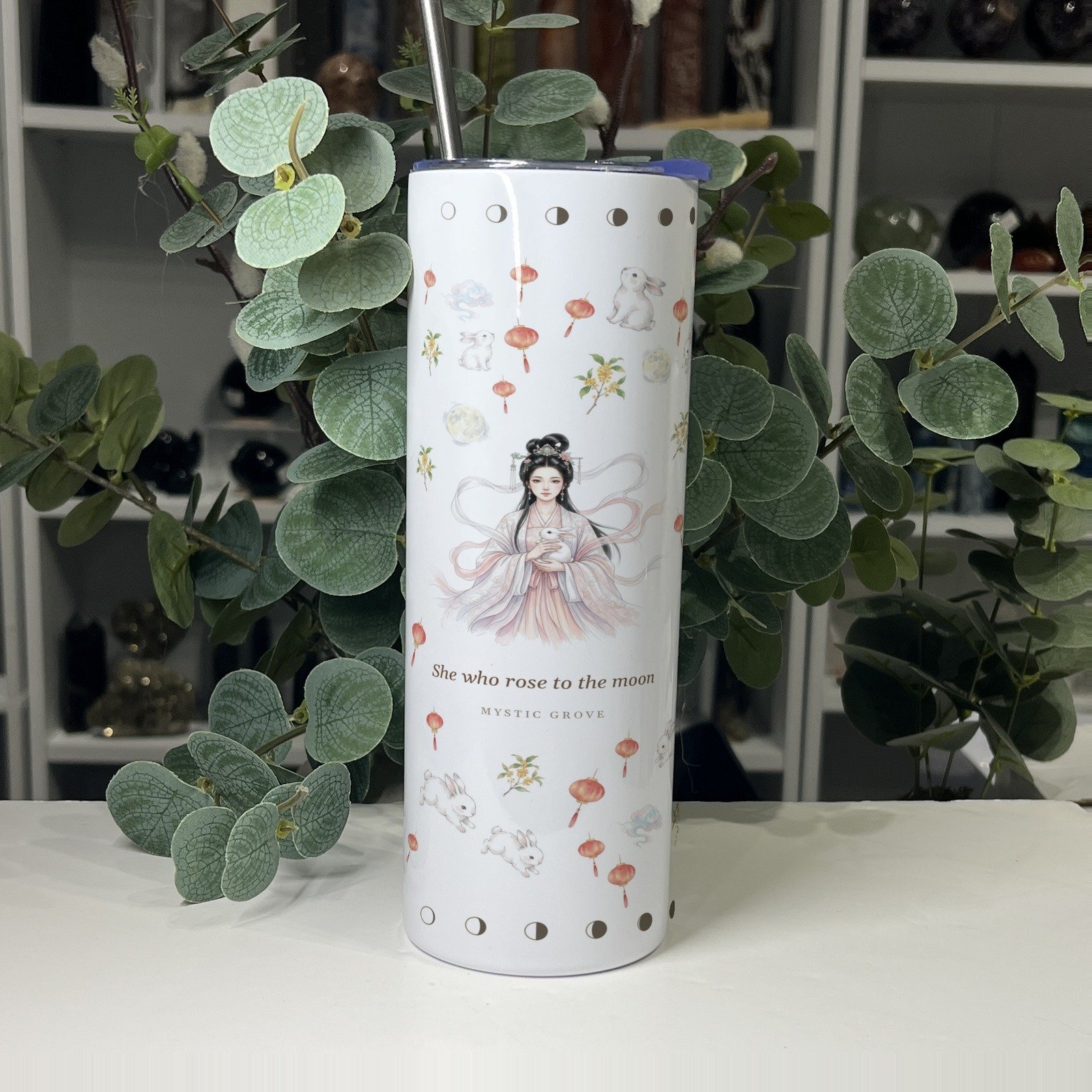 Chang'e goddess tumbler front with her portrait