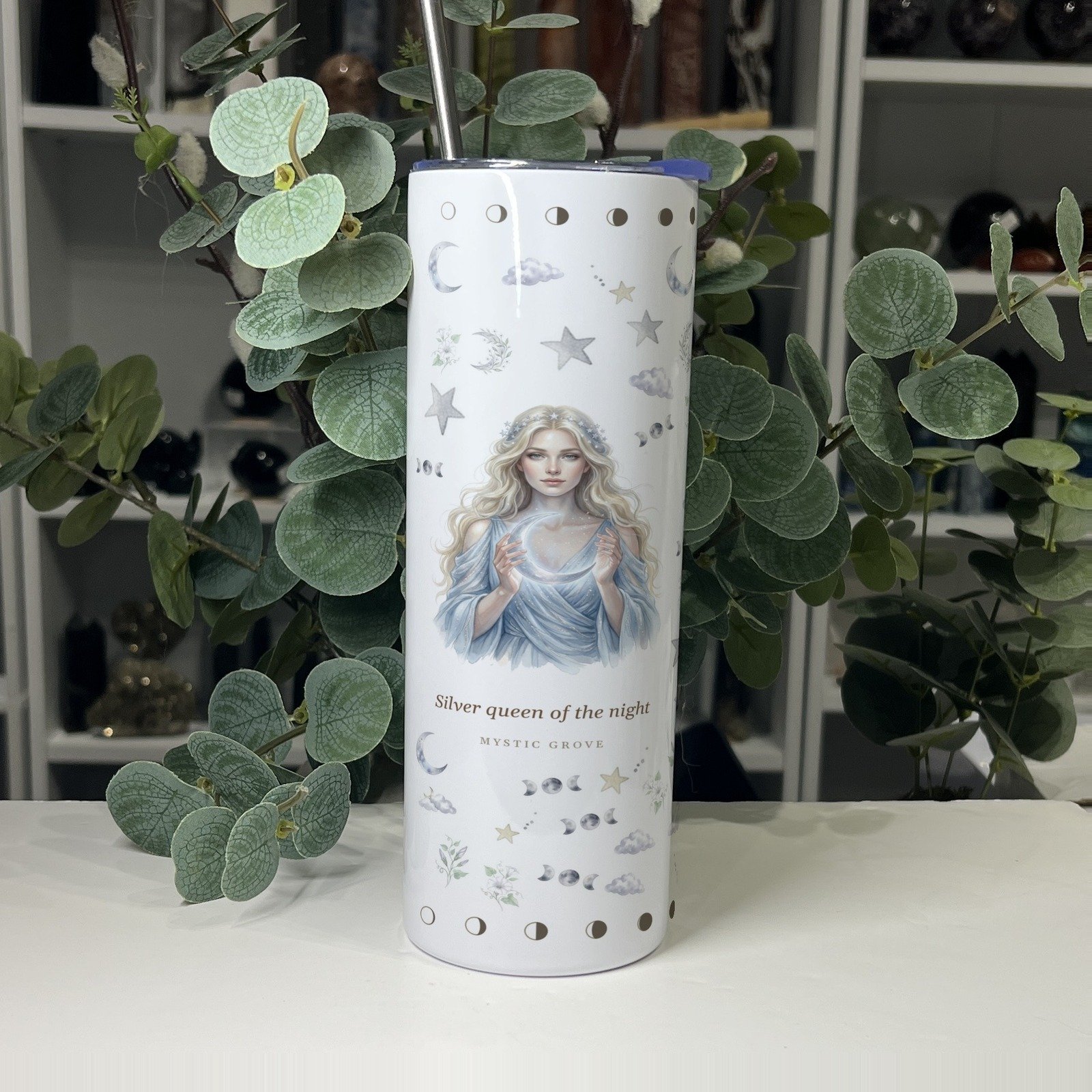 Luna goddess tumbler front with her portrait