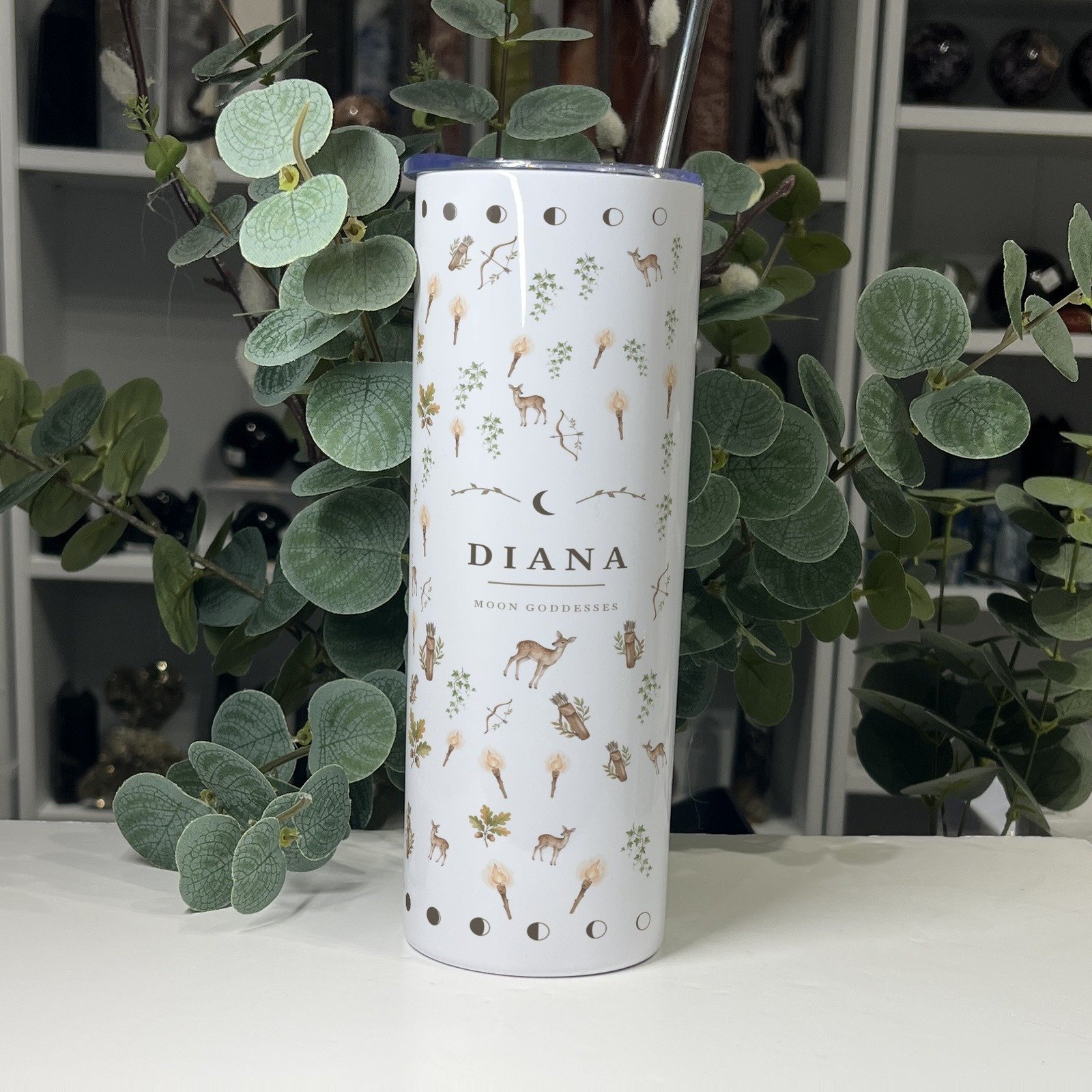 Diana goddess tumbler 20oz, back with her name