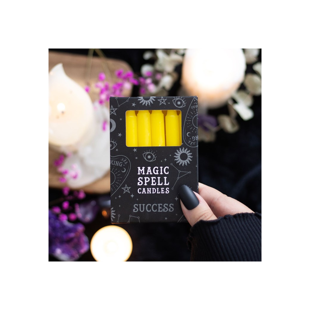 Yellow spell candles for success, box of 12