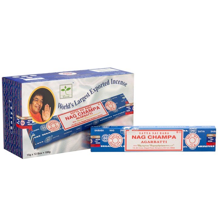 Satya Nag Champa Incense Sticks, Box of 12 Packs