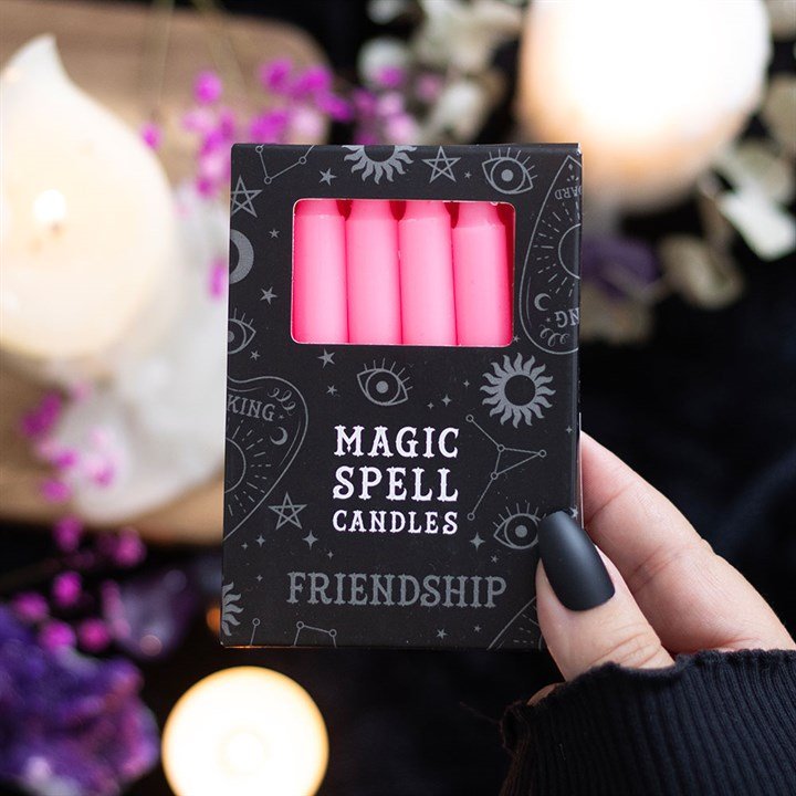 Pink spell candles for friendship, box of 12