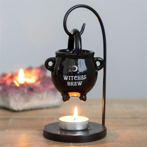 Home 2026 27 Witches Brew Hanging Cauldron Oil Burner with Triple Moon