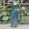 Azurite Malachite Tower 13cm Azurite malachite tower close view of the blue and green patterning near the point