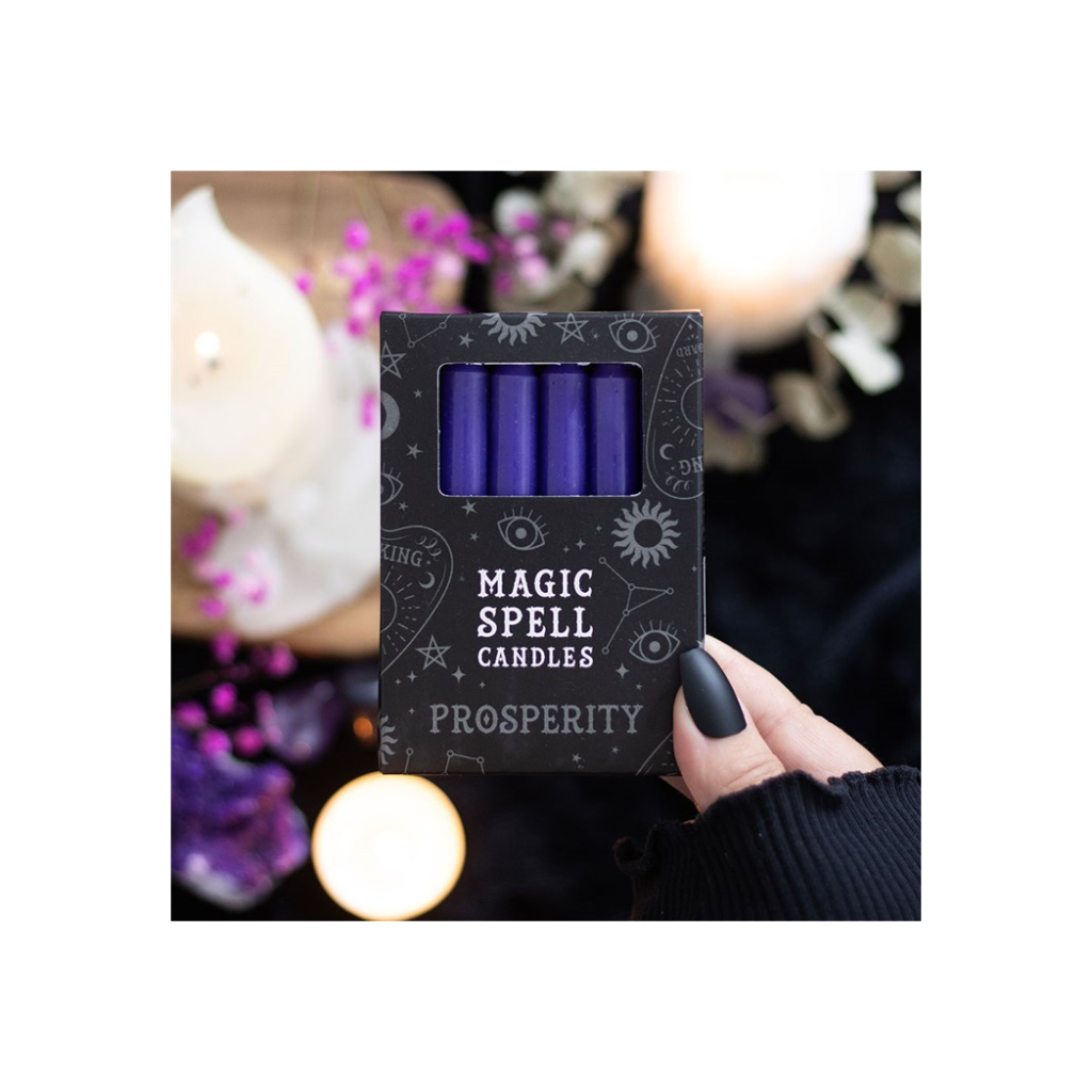 Purple spell candles for prosperity, box of 12