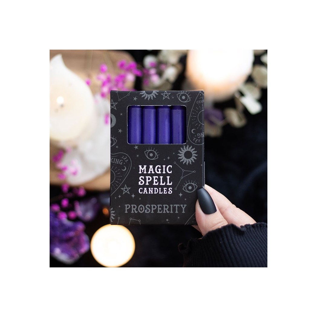 Purple spell candles for prosperity, box of 12