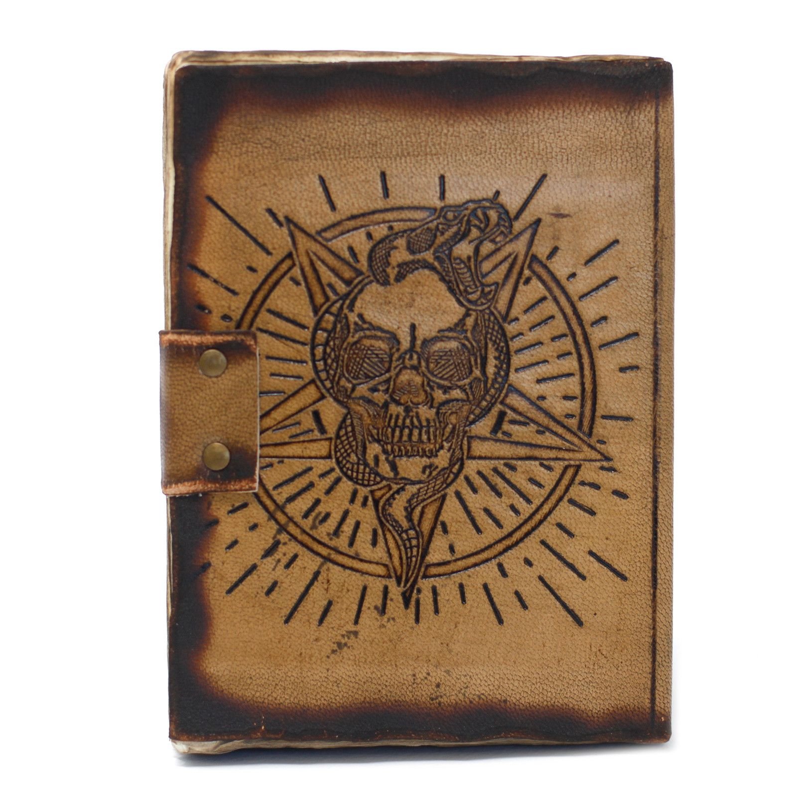 Pentagram and Skull Leather Journal, 18 x 13cm view 9