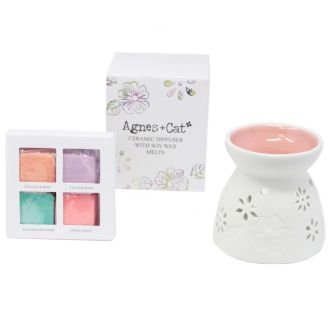 bG9jYWw6Ly9tZWRpYS85SC8yRC82MFIzMEMxSDYwUzMyRDlILzA0ZjEyZjAyLmpwZWc.jpg Floral Ceramic Wax Melter with Four Soy Wax Melts view 18