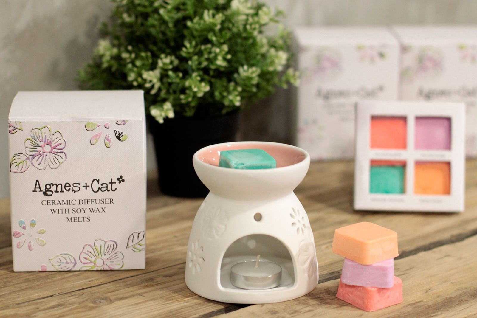 bG9jYWw6Ly9tZWRpYS85Si9KRC82MFIzMEMxSDY0VDNKRDlKLzZjMjI1YTQxLmpwZWc.jpg Floral Ceramic Wax Melter with Four Soy Wax Melts view 8