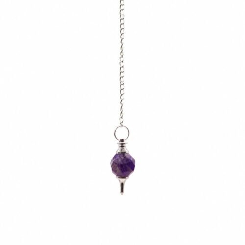 Faceted amethyst pendulum with gemstone sphere