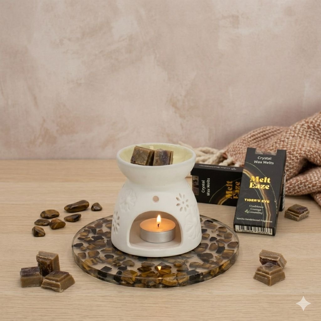 Vanilla Sandalwood Wax Melts 50g, Tigers Eye Strength Crystal Melt view 8