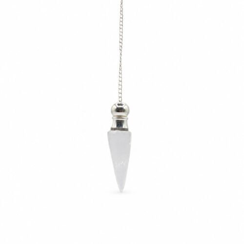 Clear Quartz chamber pendulum with silver plated cavity