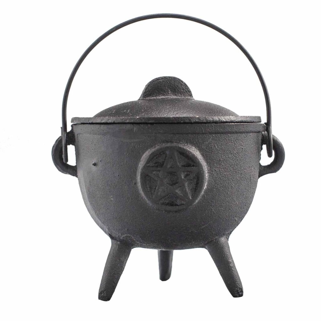 Cast Iron Witches Cauldron with Pentagram 11x13cm