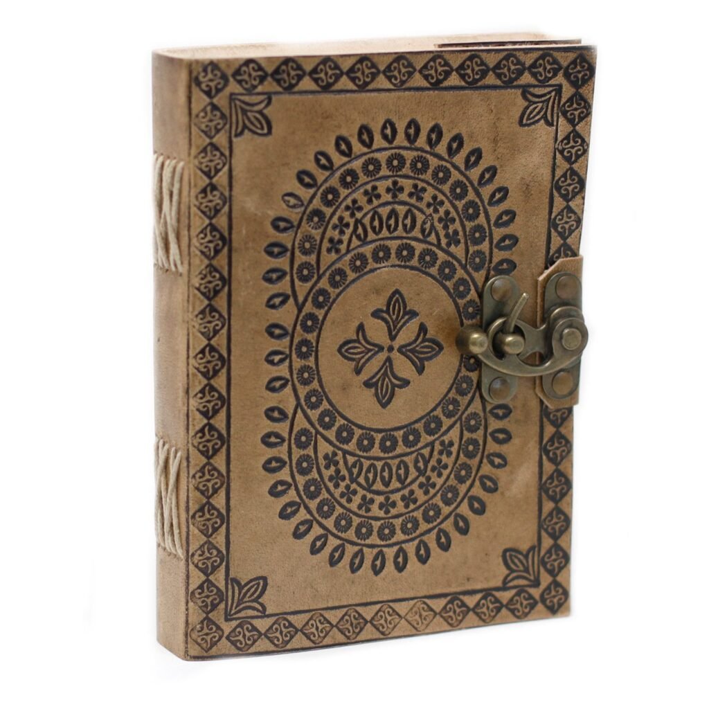 mandala leather journal Mandala Leather Journal with Clasp, 18 x 13cm