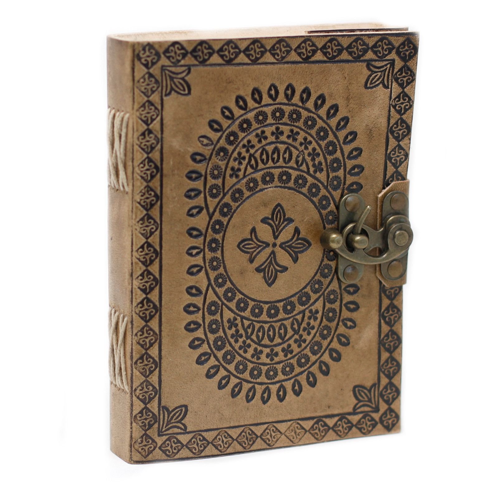 mandala leather journal Mandala Leather Journal with Clasp, 18 x 13cm
