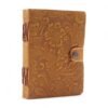 Floral Embossed Leather Notebook Tan 17.8 x 12.7cm