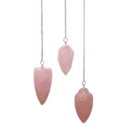 Rose Quartz crystal pendulum 4cm, assorted shapes