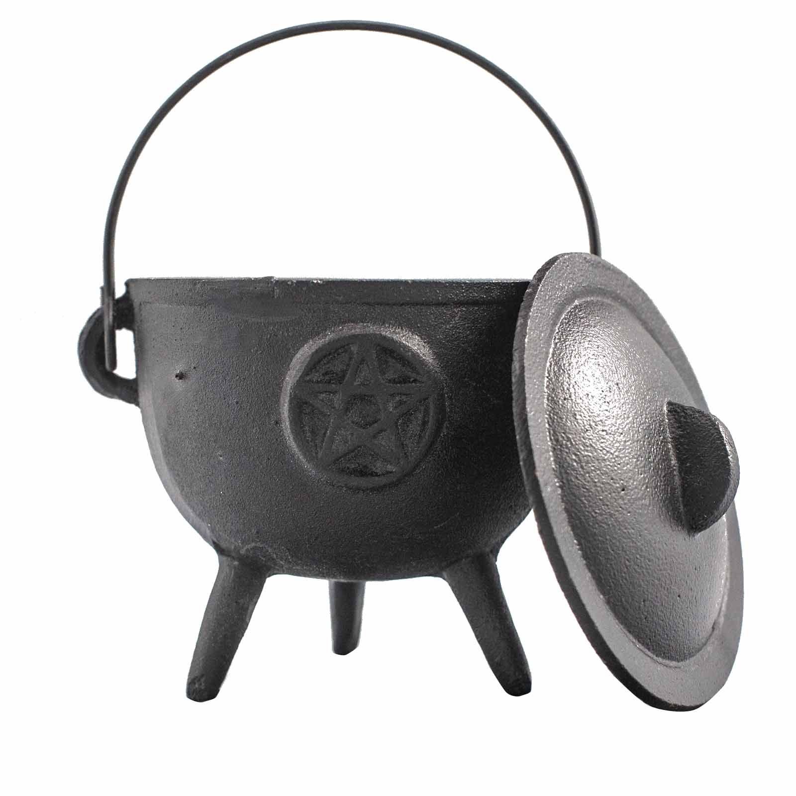 Cast Iron Witches Cauldron with Pentagram 11x13cm view 3