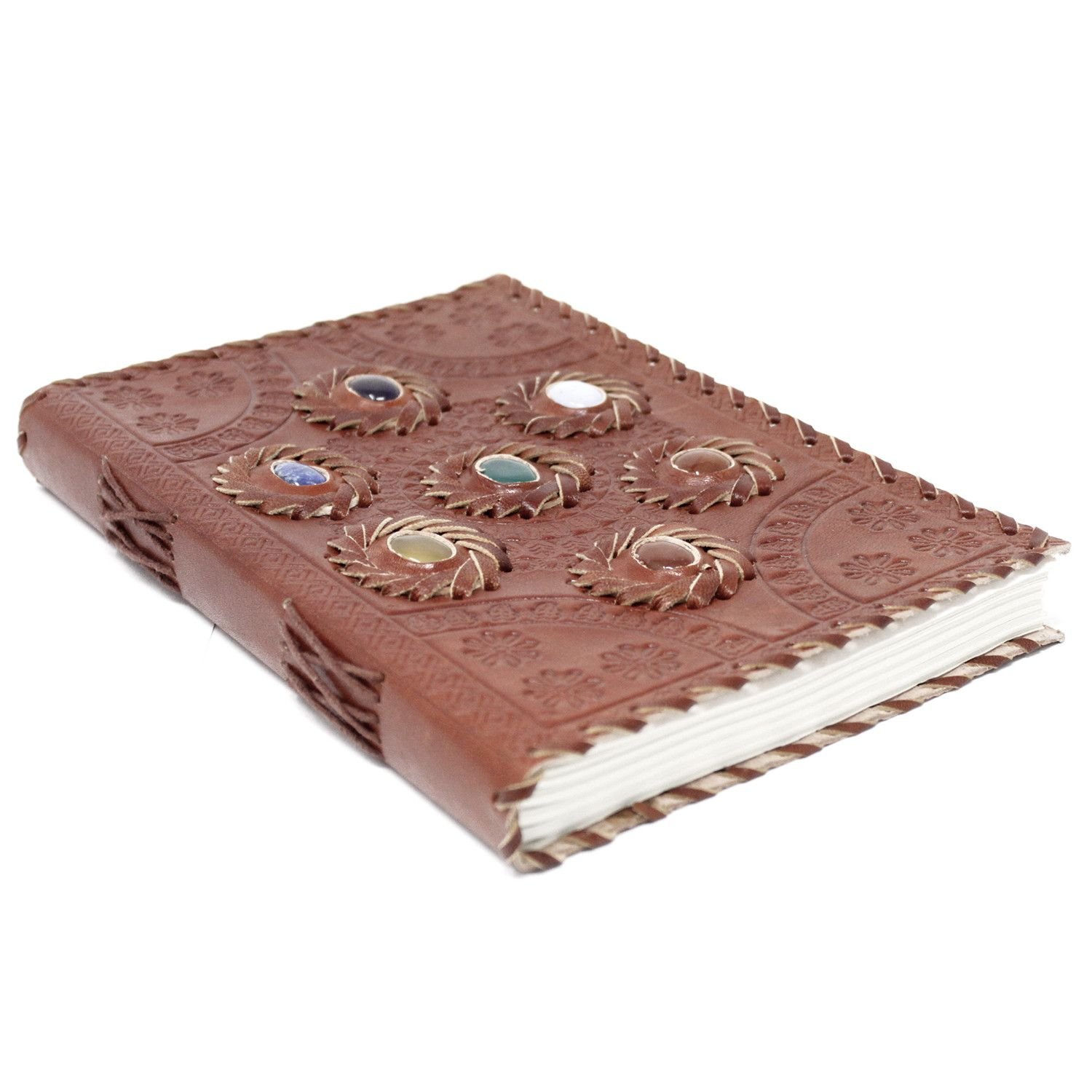 bG9jYWw6Ly9tZWRpYS85US8yRC82MFIzMEMxRzZNVjMyRDlRLzgxNjM4MWYyLmpwZWc.jpg Chakra Stone Leather Journal, 22 x 15cm view 3