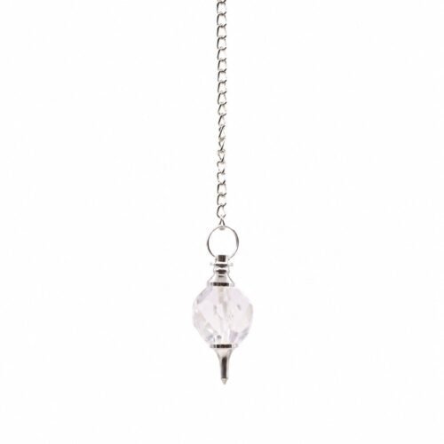 Faceted clear quartz pendulum with gemstone sphere