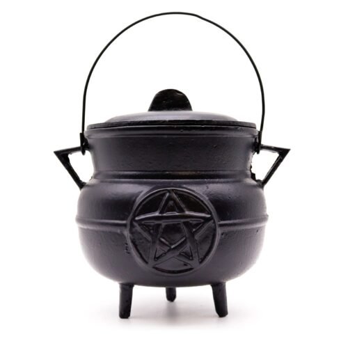 Huge Cast Iron Witches Cauldron with Pentagram 21x15cm