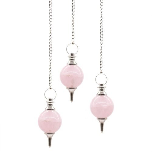 Home 2026 78 Rose Quartz sphere pendulum on silver chain
