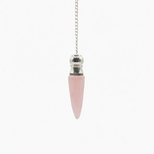 Rose Quartz chamber pendulum with silver plated cavity