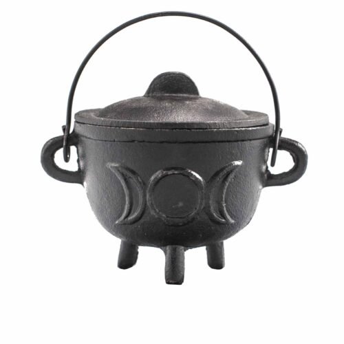 Cast Iron Witches Cauldron with Triple Moon 11x13cm