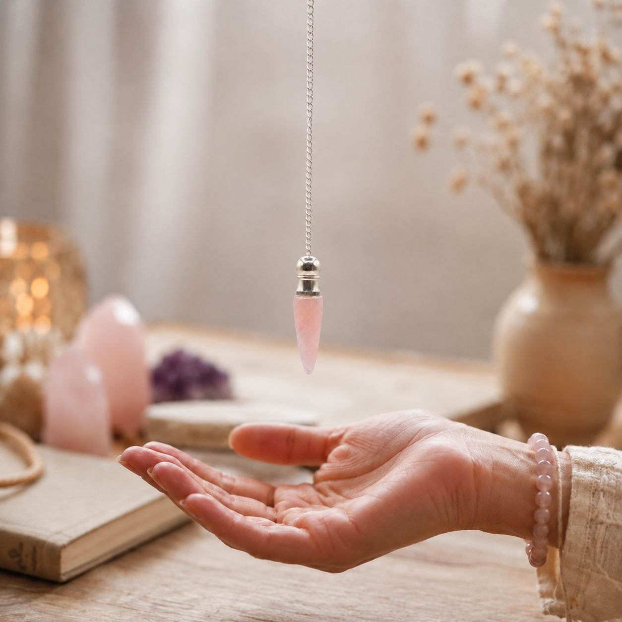 bG9jYWw6Ly9tZWRpYS85Uy8wRC82MFIzMEMxSjZHUjMwRDlTLzVjZGI4ZDg1LnBuZw.jpg Rose Quartz chamber pendulum with silver plated cavity view 3