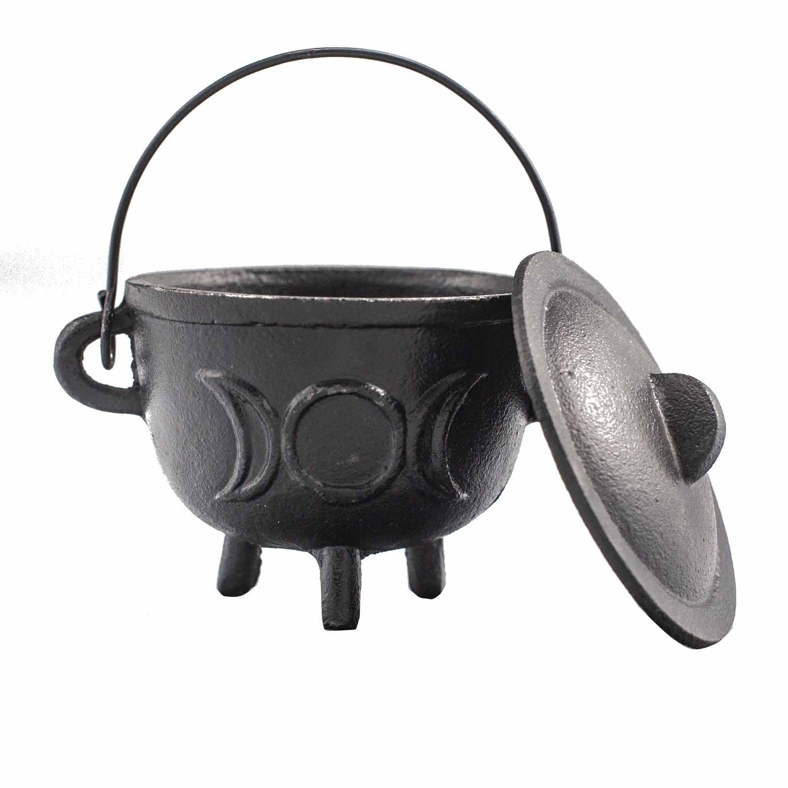 Cast Iron Witches Cauldron with Triple Moon 11x13cm view 3