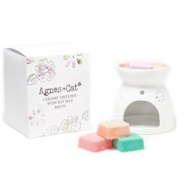 bG9jYWw6Ly9tZWRpYS85Uy9KRC82MFIzMEMxSDY0VDNKRDlTLzE3NGU5MDcwLmpwZWc.jpg Floral Ceramic Wax Melter with Four Soy Wax Melts view 21