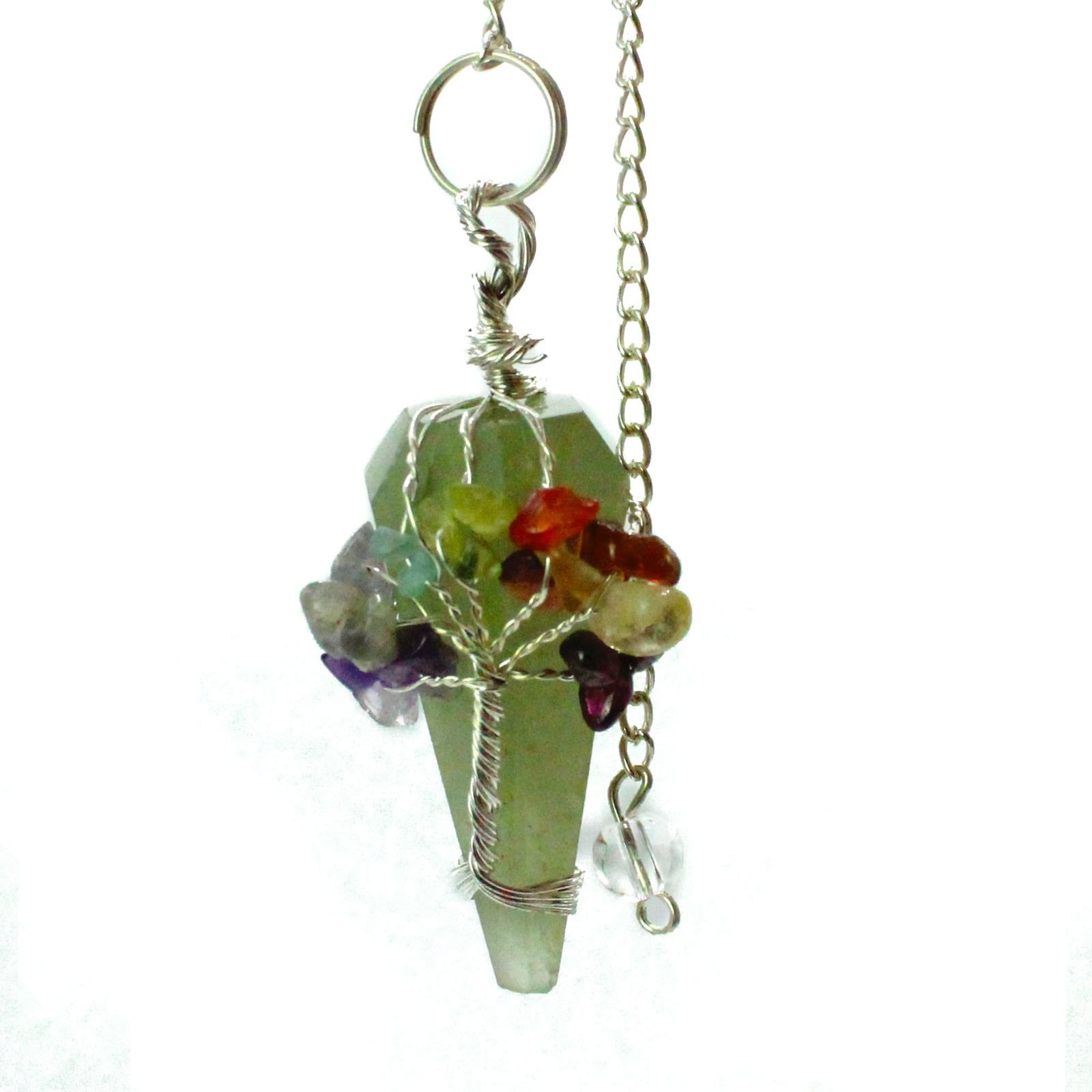 bG9jYWw6Ly9tZWRpYS8xRy80RC82MFIzMEMxRzZXUks0RDFHLzVjOWQ1MjEwLmpwZWc.jpg Green Aventurine chakra pendulum wrapped with seven chakra stones view 4