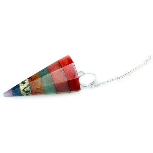 7 chakra pendulum made from seven crystal slices view 2