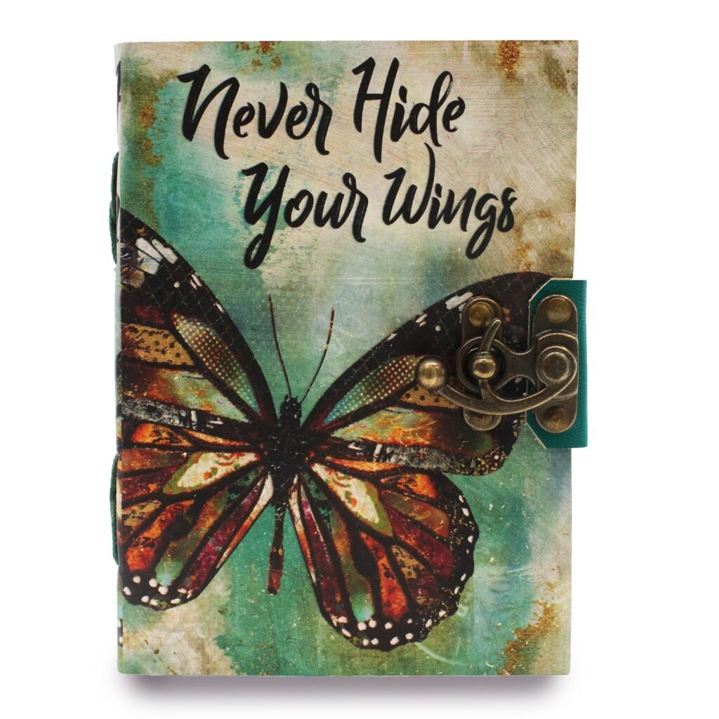 butterfly leather journal Never Hide Your Wings Leather Journal, 18 x 13cm