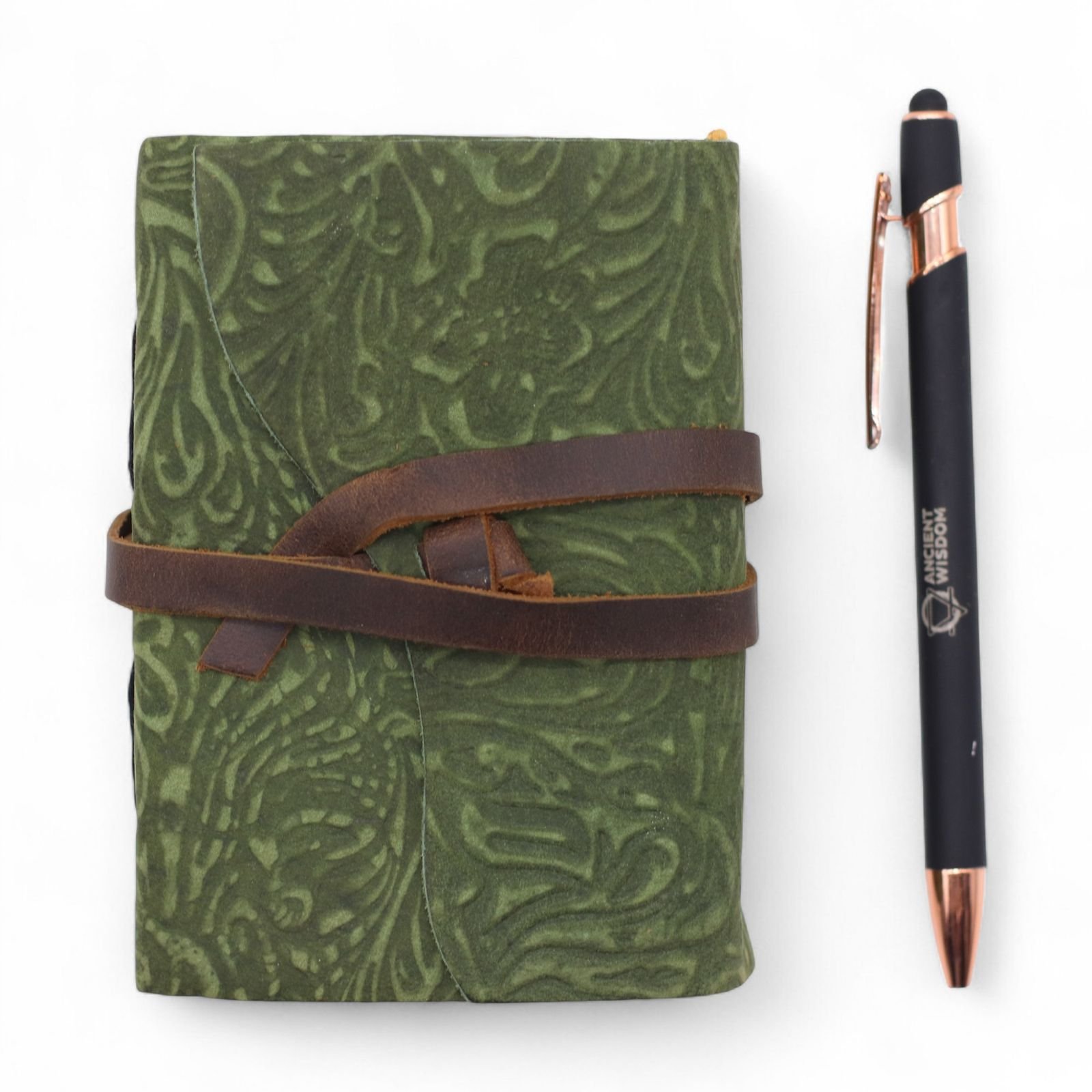 Green Maze Leather Notebook 12.7 x 8.9cm