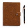 Floral Embossed Leather Notebook Tan 17.8 x 12.7cm