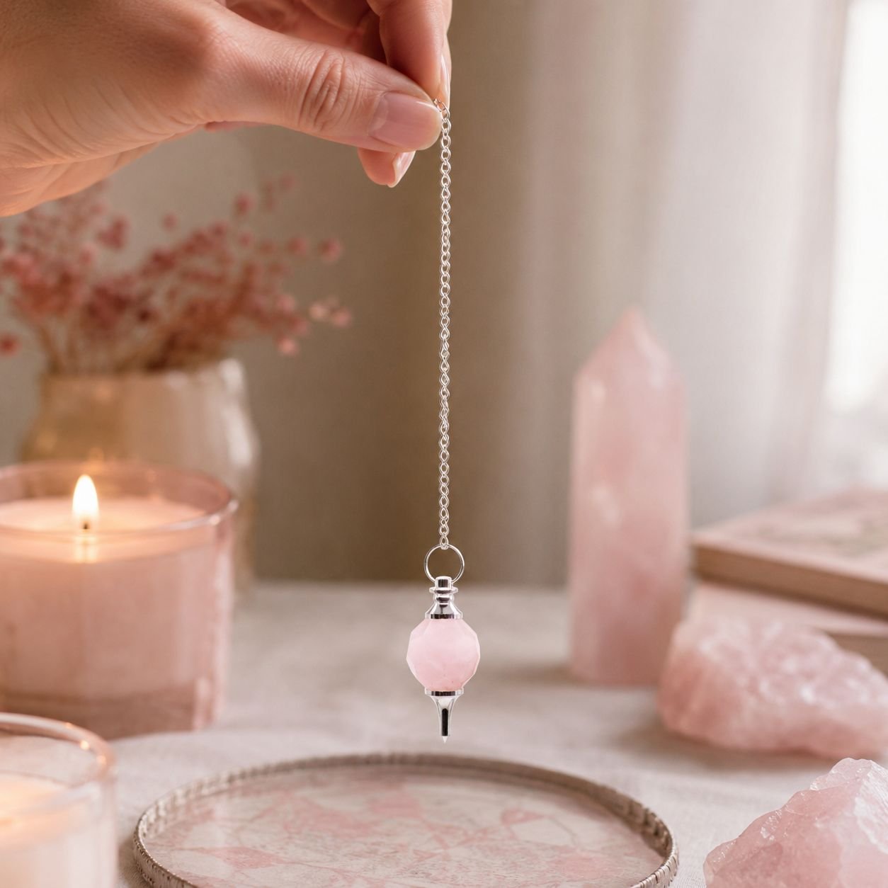 bG9jYWw6Ly9tZWRpYS8xRy9FQy82MFIzMEMxSjZDV0tFQzFHL2UxNmExOGQ1LnBuZw.jpg Faceted rose quartz pendulum with gemstone sphere view 3