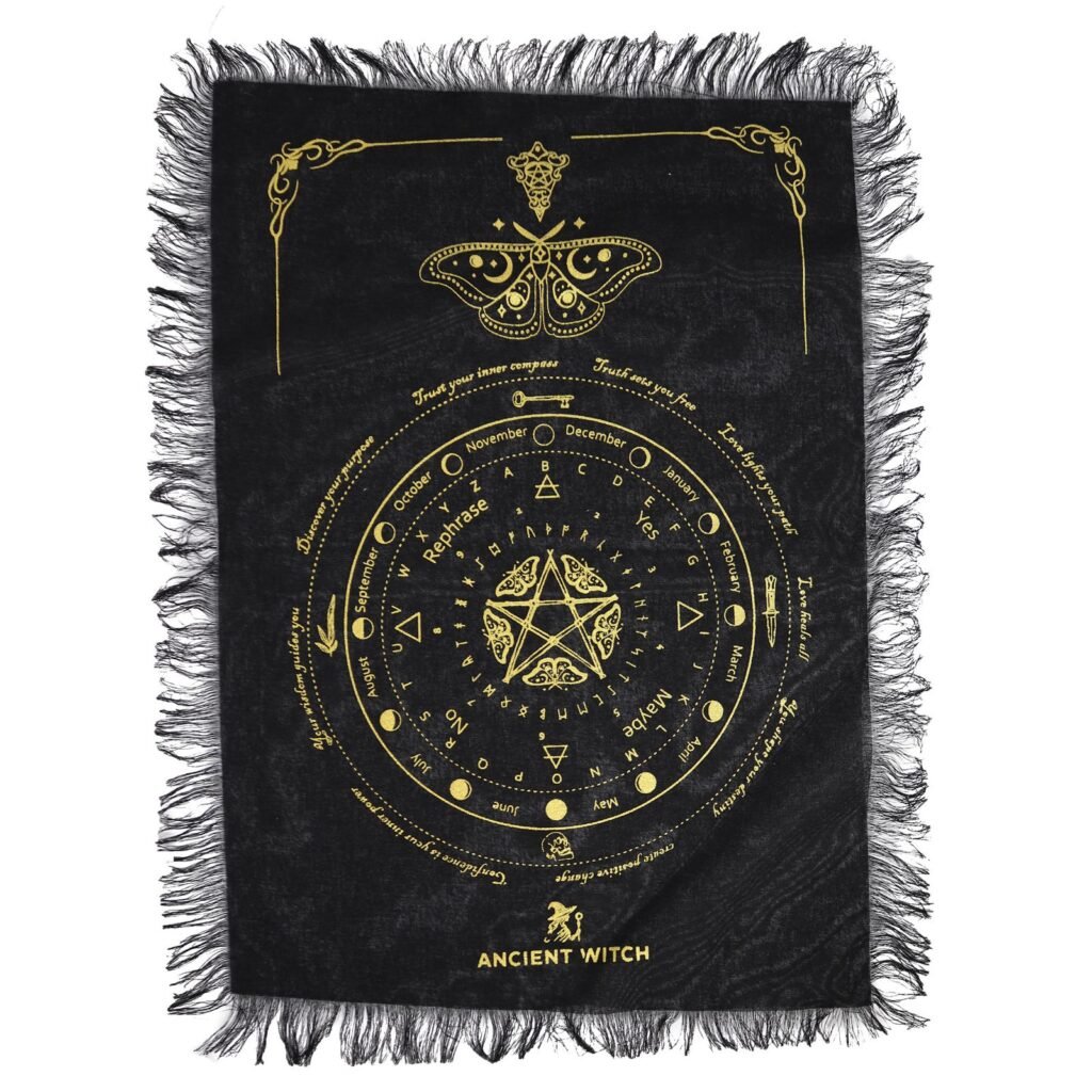Mystic Moth pendulum board cloth in Black and Gold