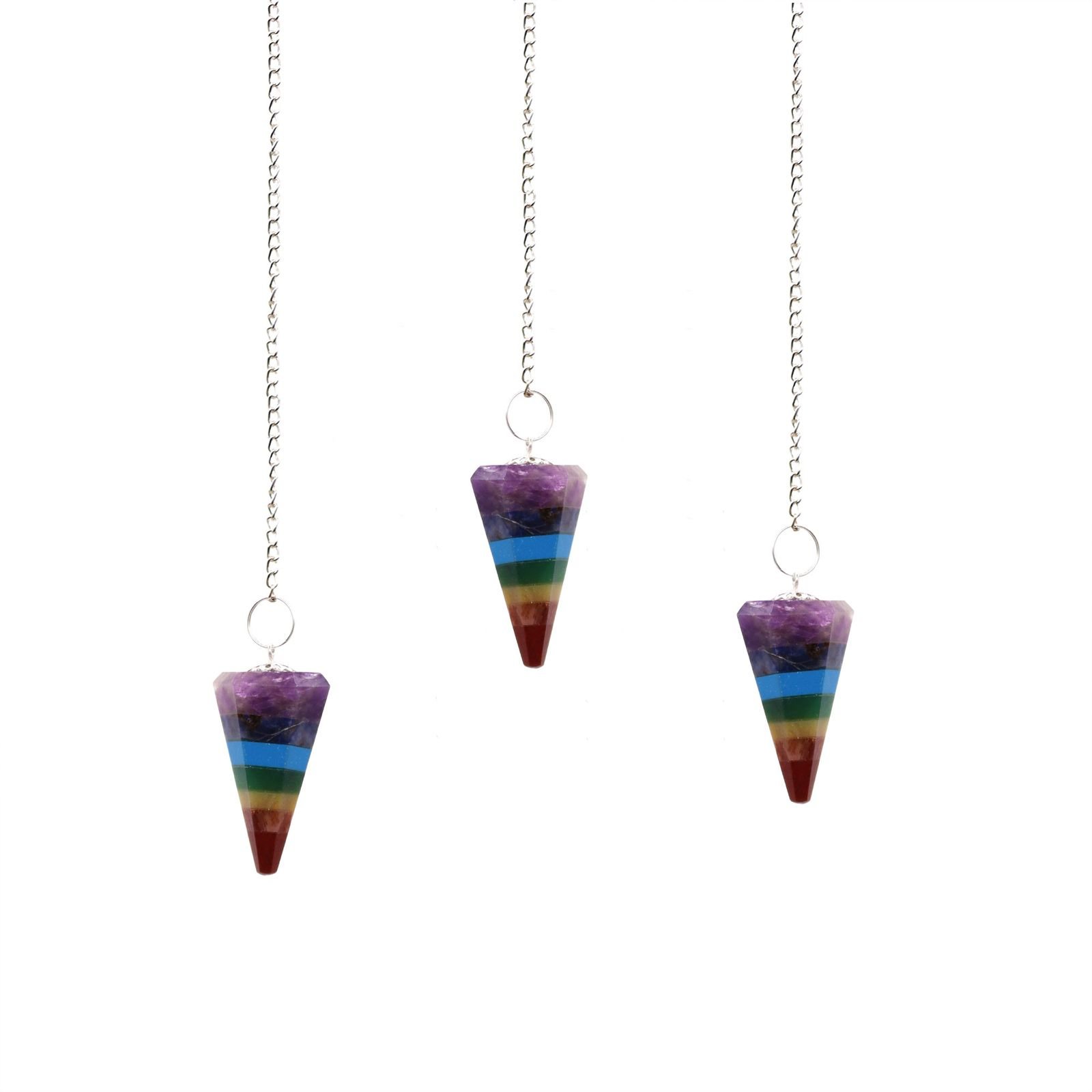 7 chakra pendulum made from seven crystal slices view 3