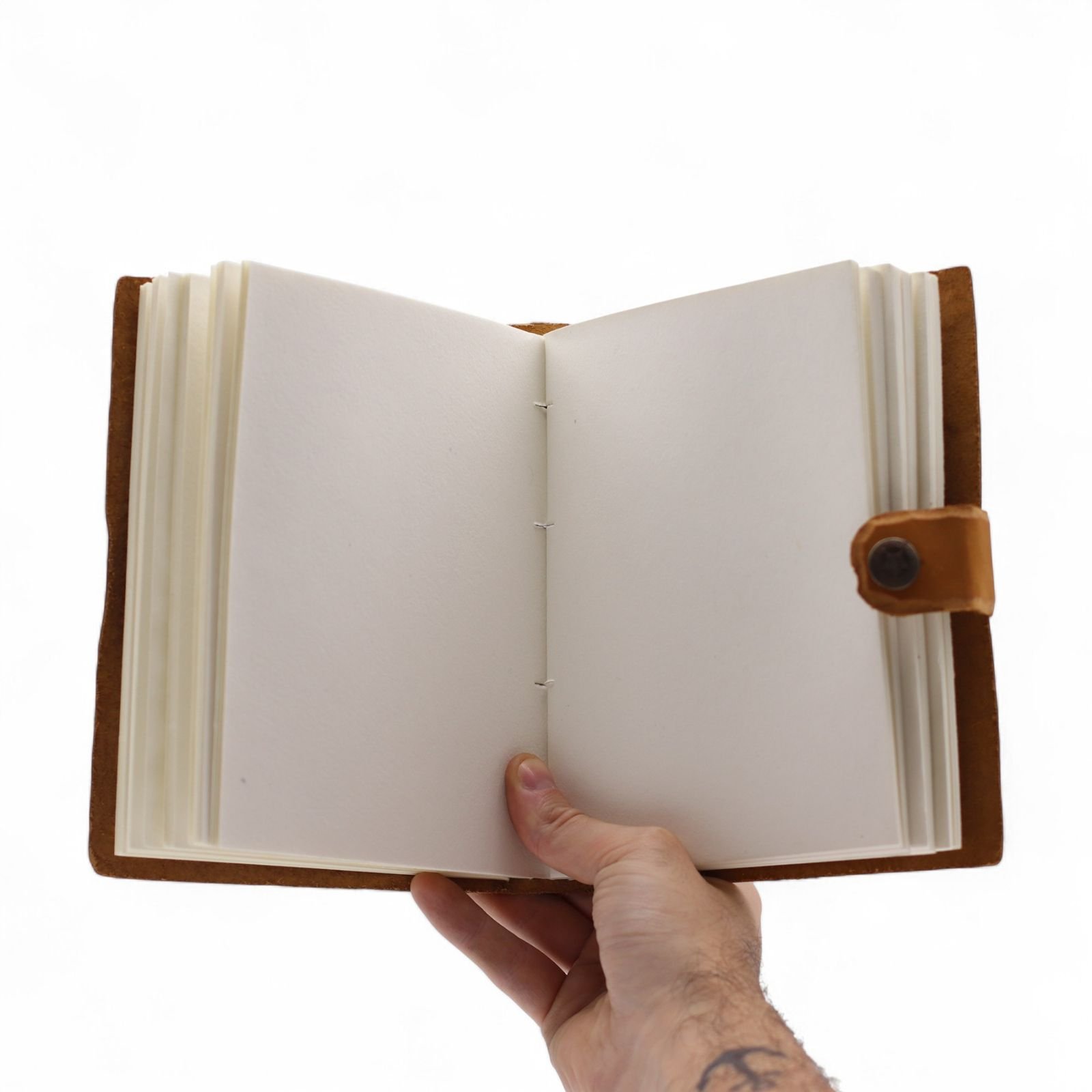 Floral Embossed Leather Notebook Tan 17.8 x 12.7cm