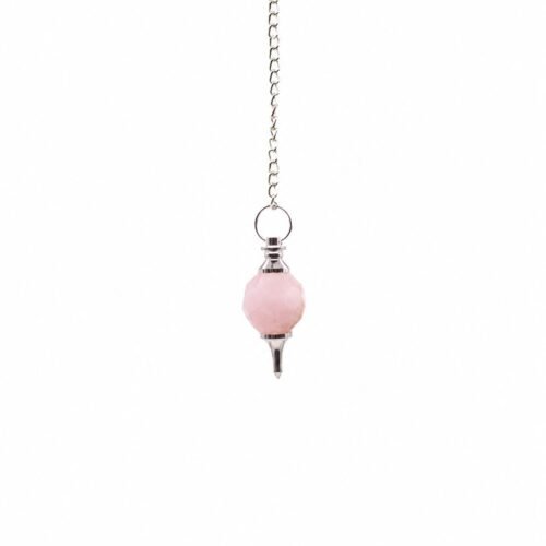 Home 2026 77 Faceted rose quartz pendulum with gemstone sphere